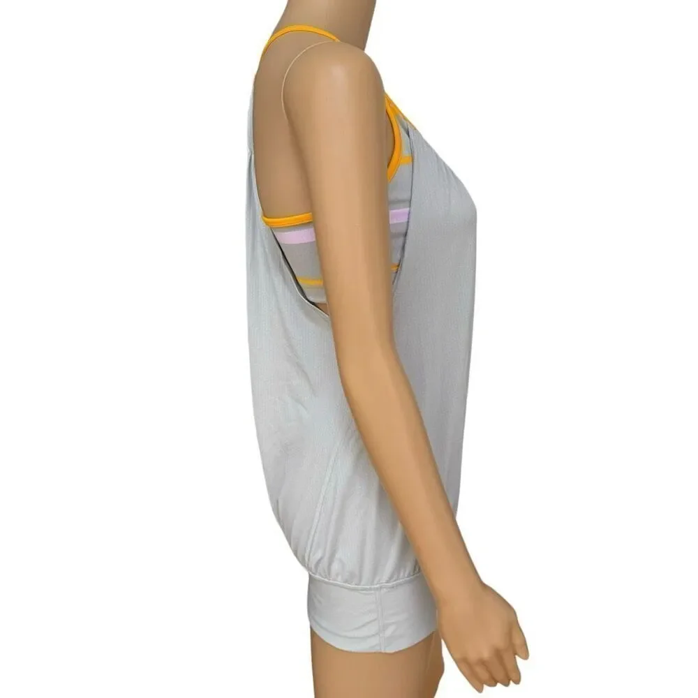 Lululemon Silver Spoon Pop Stripe Heathered Light Gray No Limits Tank Top Size 6